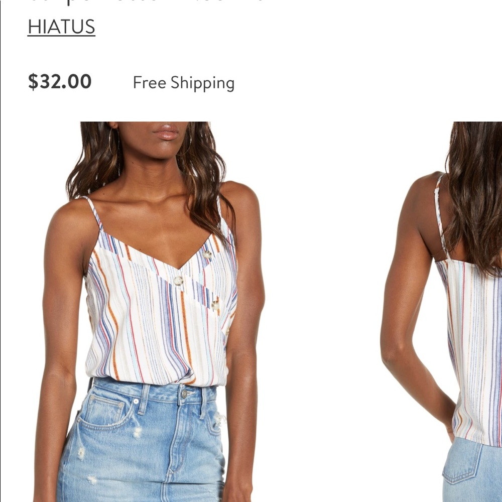 Hiatus Stripe Button Neck Tank